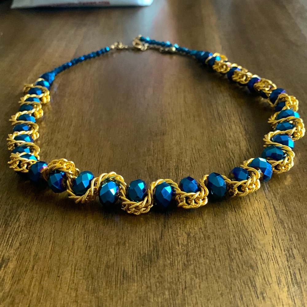 Vintage Sapphire Blue and Gold Necklace